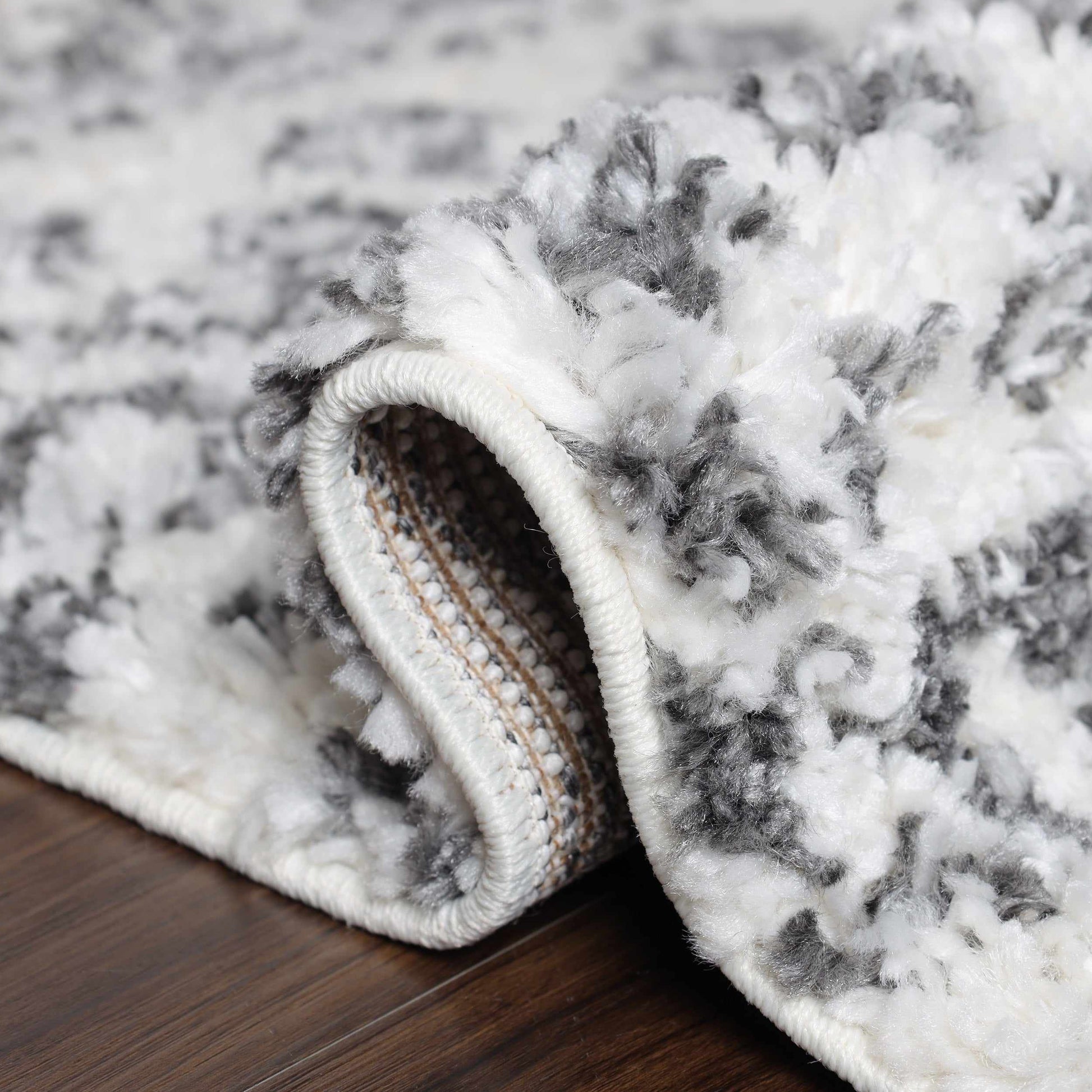 Superior Boho Geometric Indoor Plush Shag Area Rug - Black-Cream