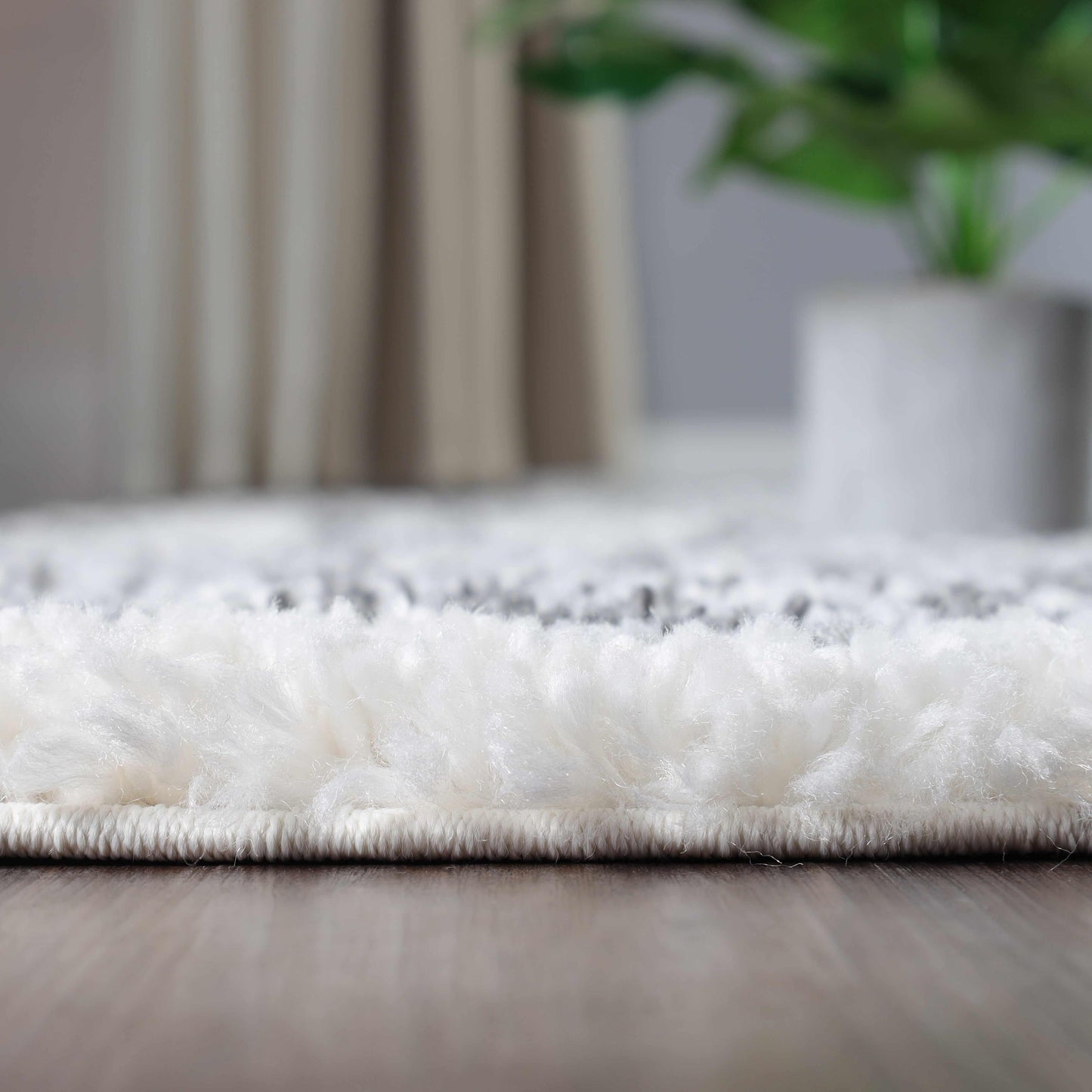 Superior Boho Geometric Indoor Plush Shag Area Rug - Black-Cream