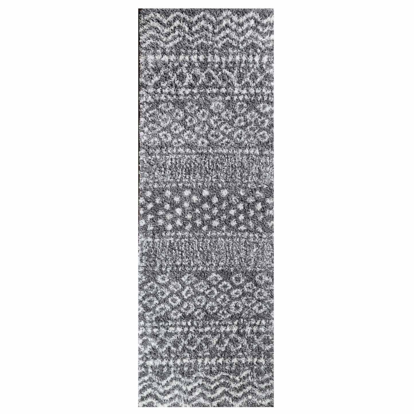 Superior Boho Geometric Indoor Plush Shag Area Rug - CReam-Black