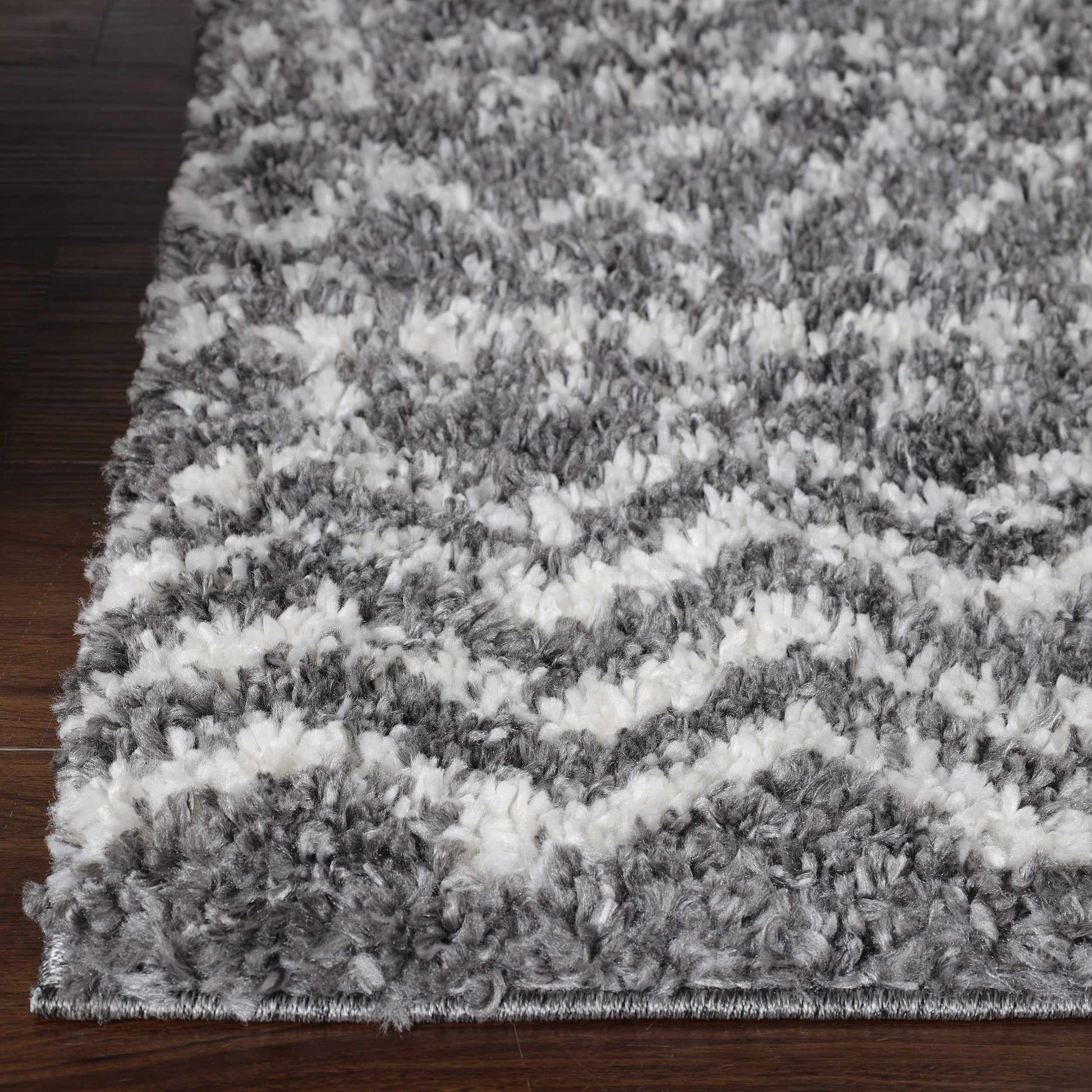 Superior Boho Geometric Indoor Plush Shag Area Rug - Cream-Black