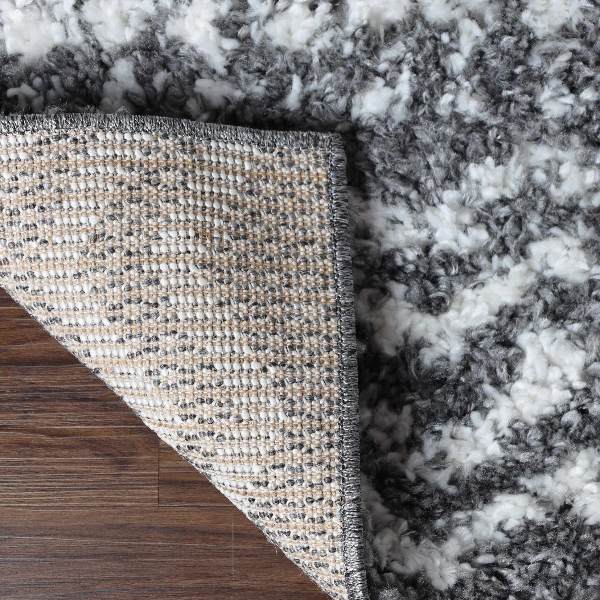 Superior Boho Geometric Indoor Plush Shag Area Rug - Cream-Black