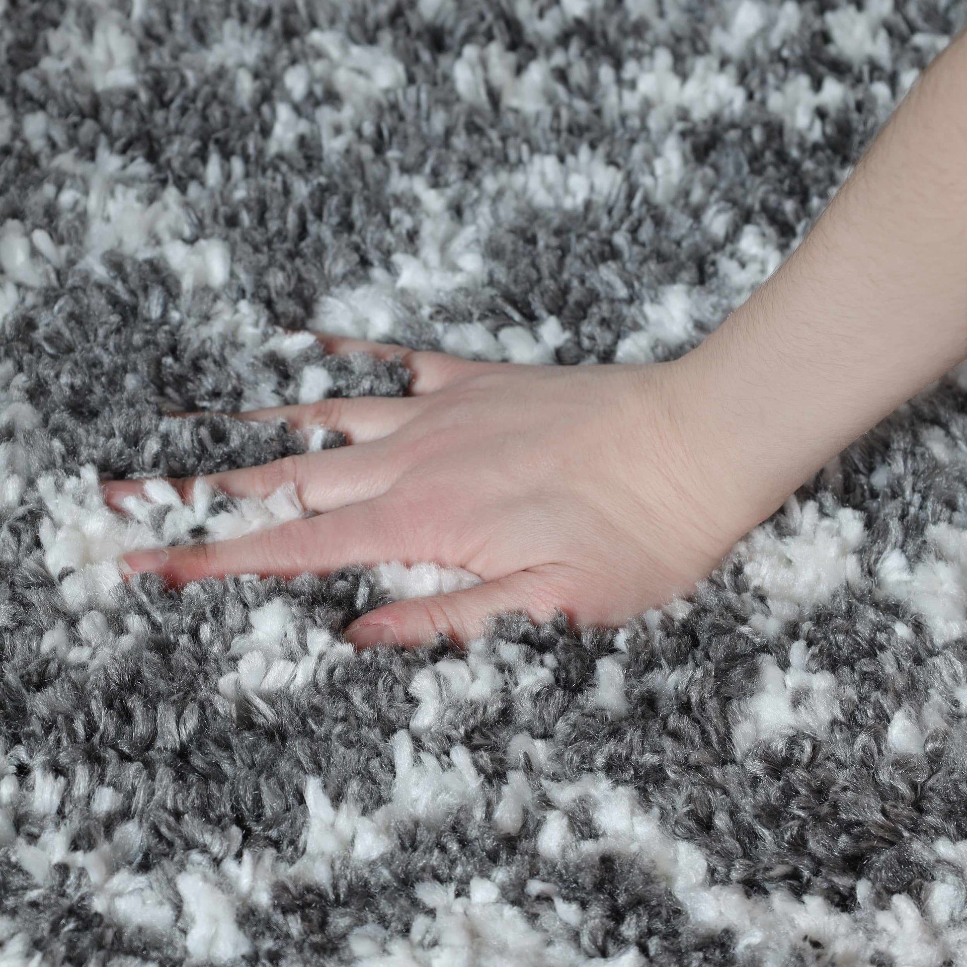 Superior Boho Geometric Indoor Plush Shag Area Rug - Cream-Black