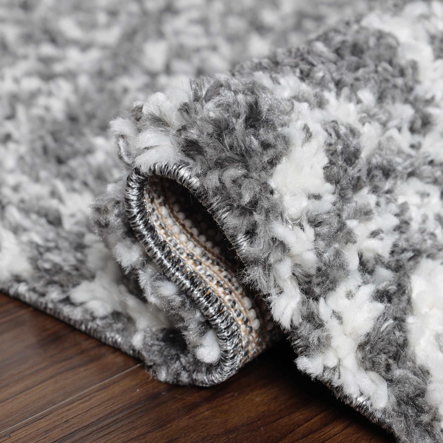 Superior Boho Geometric Indoor Plush Shag Area Rug - Cream-Black