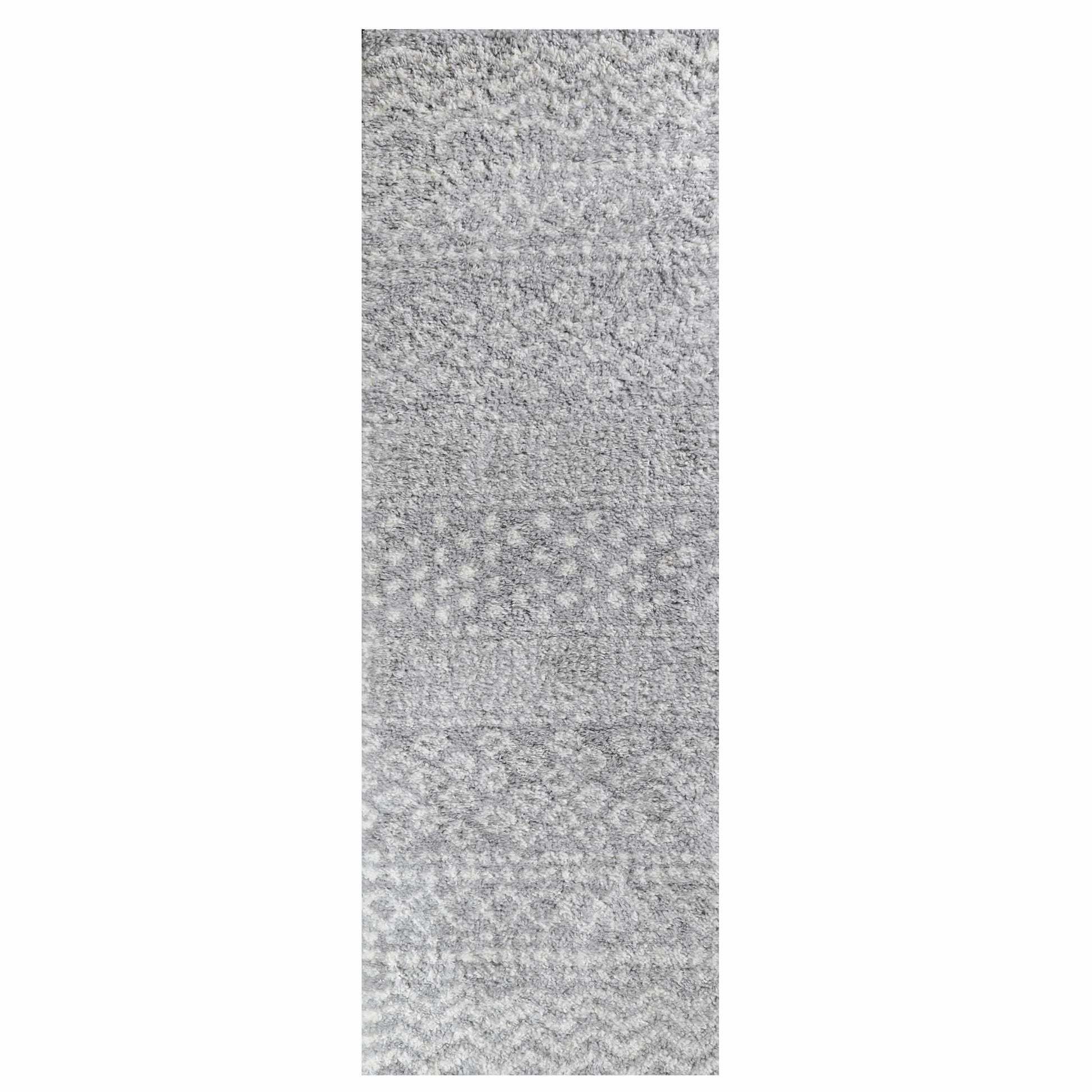 Superior Boho Geometric Indoor Plush Shag Area Rug - Cream-Grey