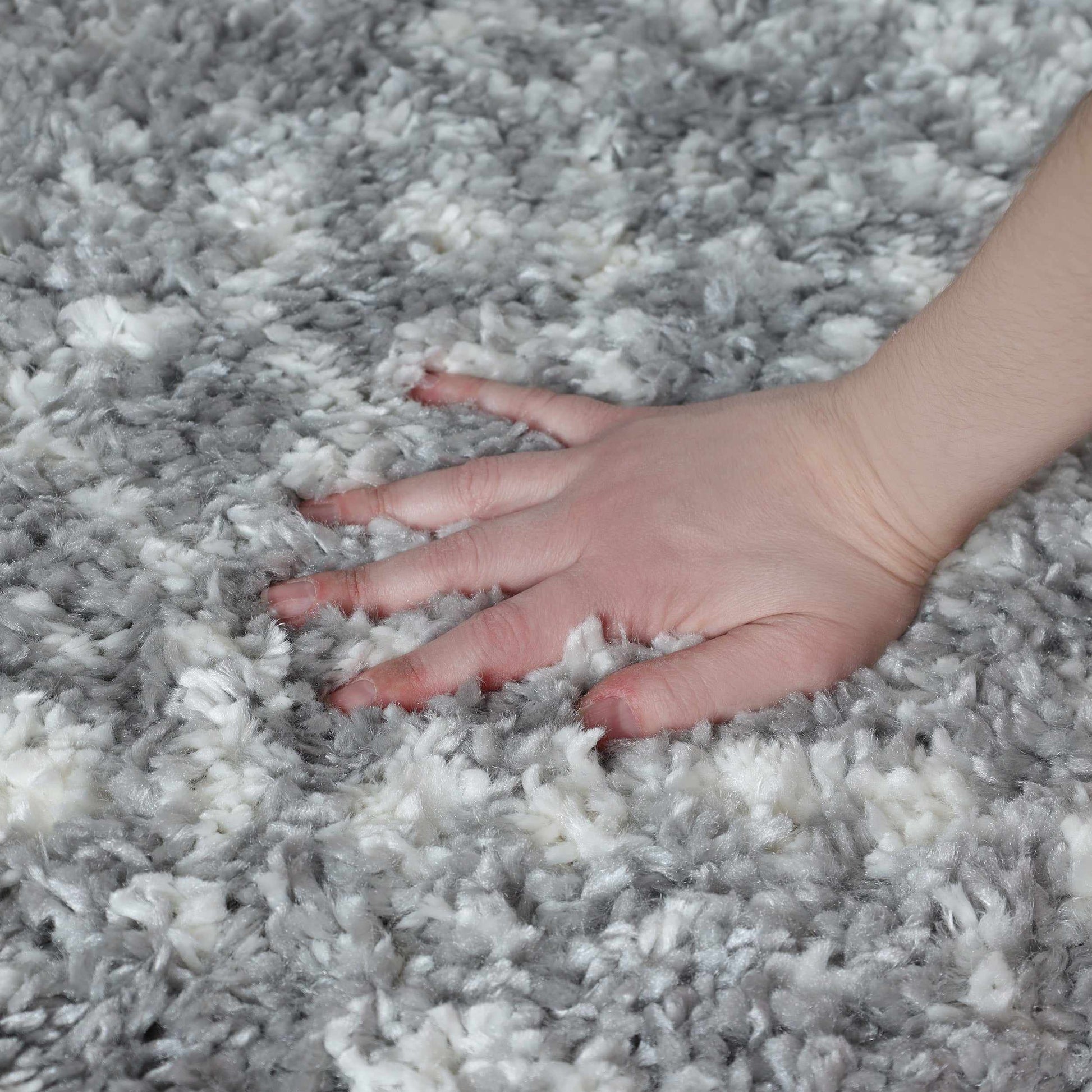 Superior Boho Geometric Indoor Plush Shag Area Rug - Cream-Grey