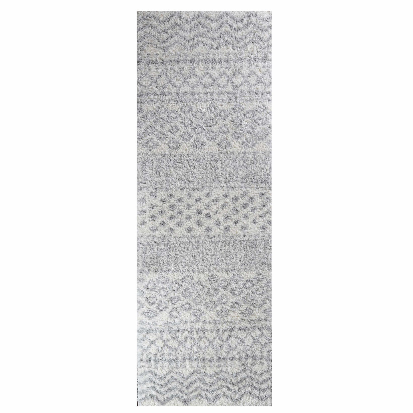 Superior Boho Geometric Indoor Plush Shag Area Rug - Grey-Cream