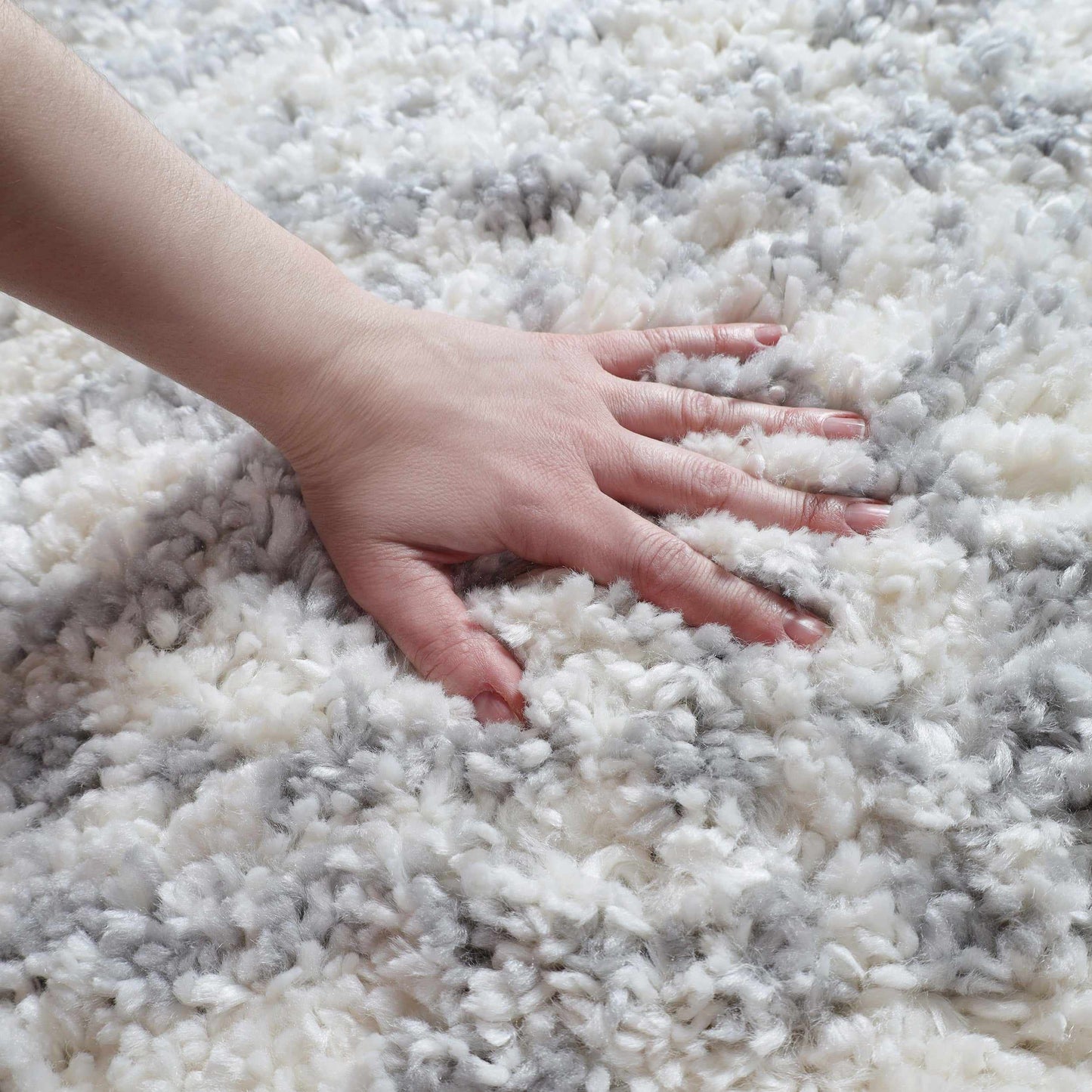 Superior Boho Geometric Indoor Plush Shag Area Rug - Grey-Cream