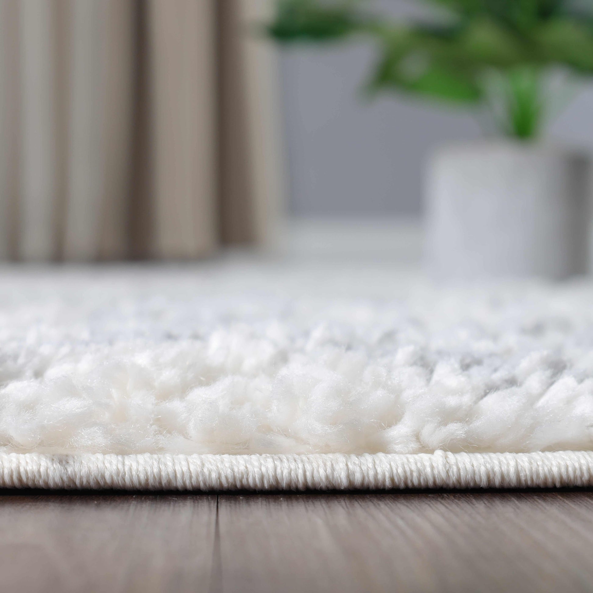 Superior Boho Geometric Indoor Plush Shag Area Rug - Grey-Cream