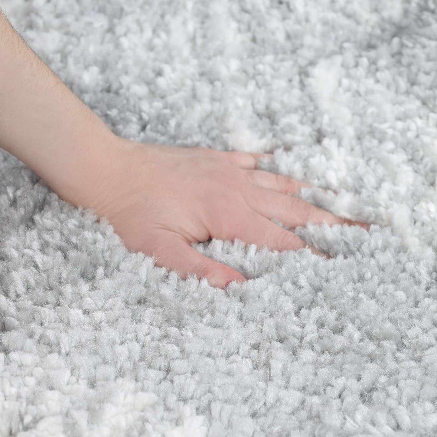 Superior Bohemian Geometric Indoor Plush Shag Area Rug with Tassels - Cream-Grey