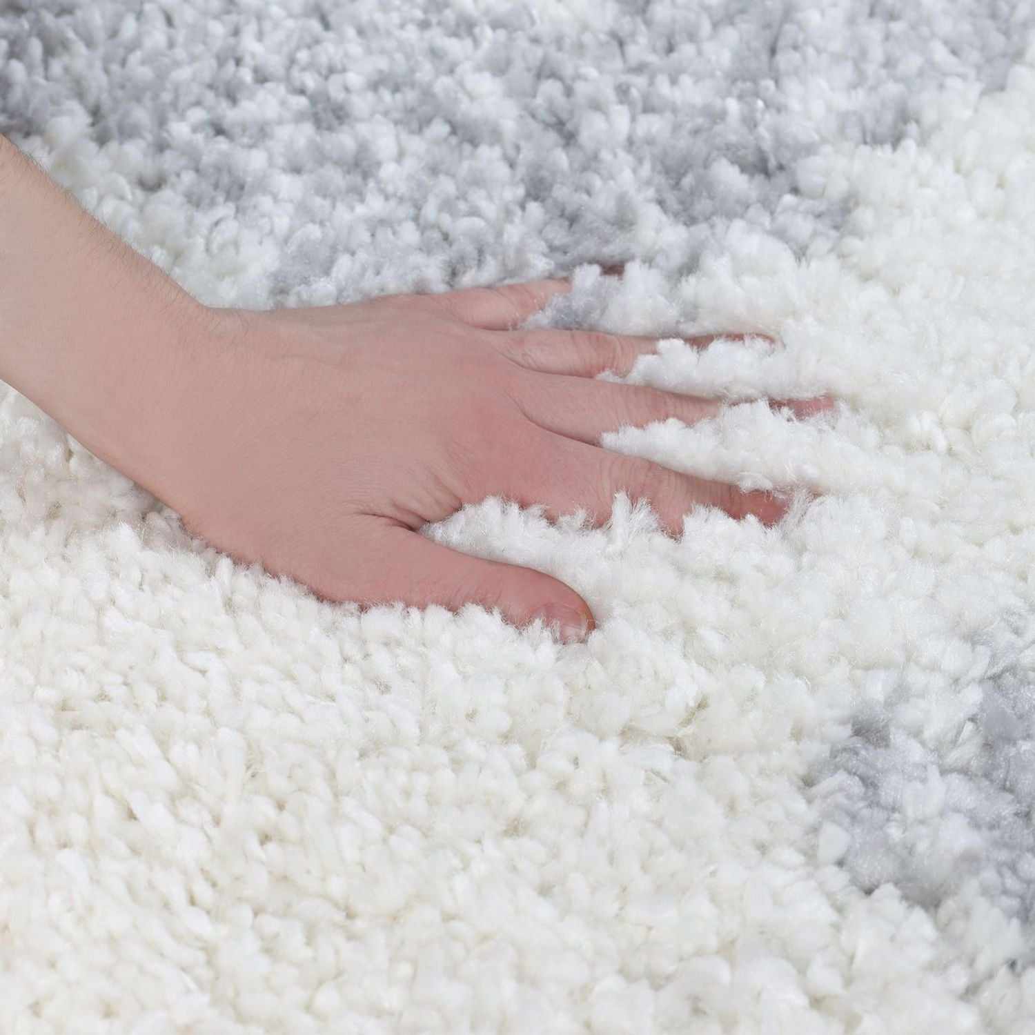 Superior Bohemian Geometric Indoor Plush Shag Area Rug with Tassels - Grey-Cream