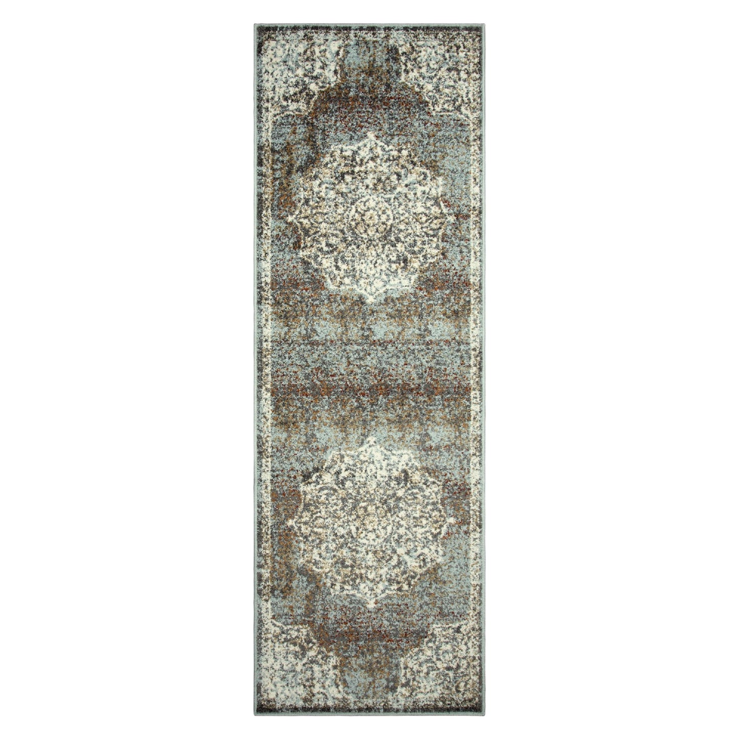 Superior Oriental Medallion Oxidized Area Rug - Blue