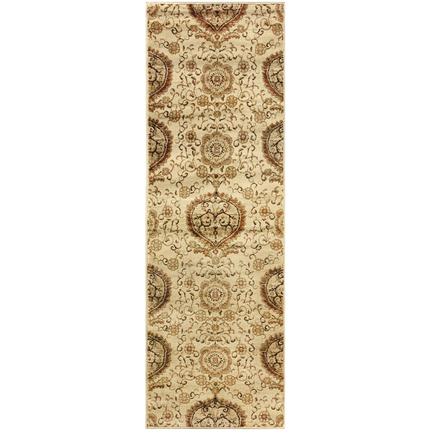 Superior Poplar Traditional Floral Medallion Indoor Area Rug - Cream