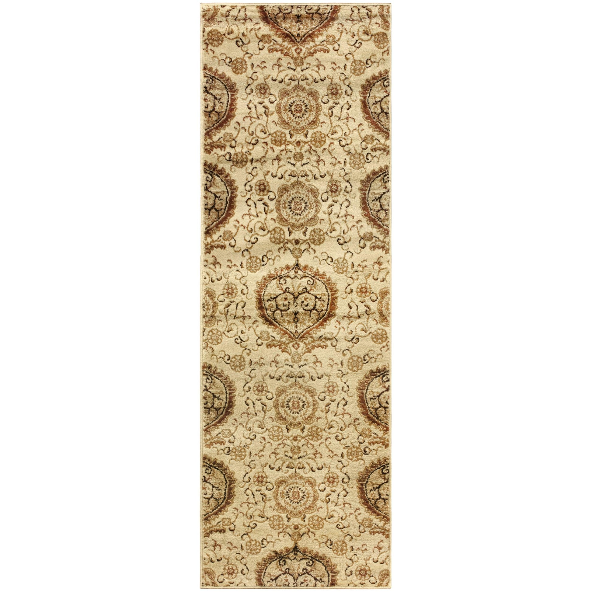 Superior Poplar Traditional Floral Medallion Indoor Area Rug - Cream