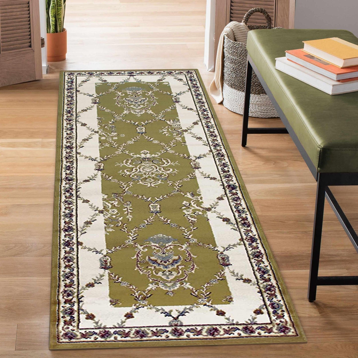 Stratton Victorian Floral Damask Lattice Area Rug