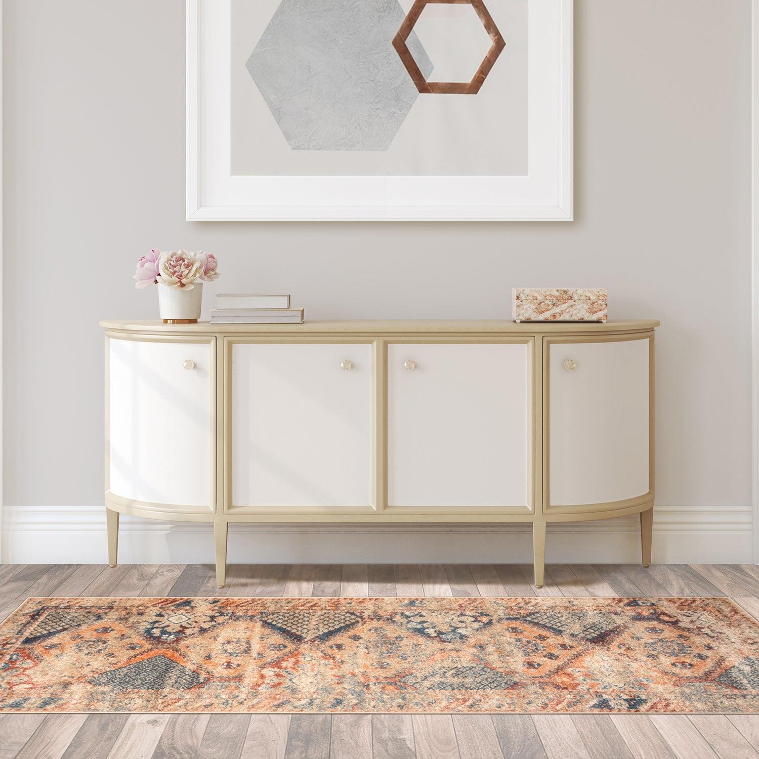 Superior Tyias Vintage Distressed Geometric Patchwork Medallion Indoor Area Rug