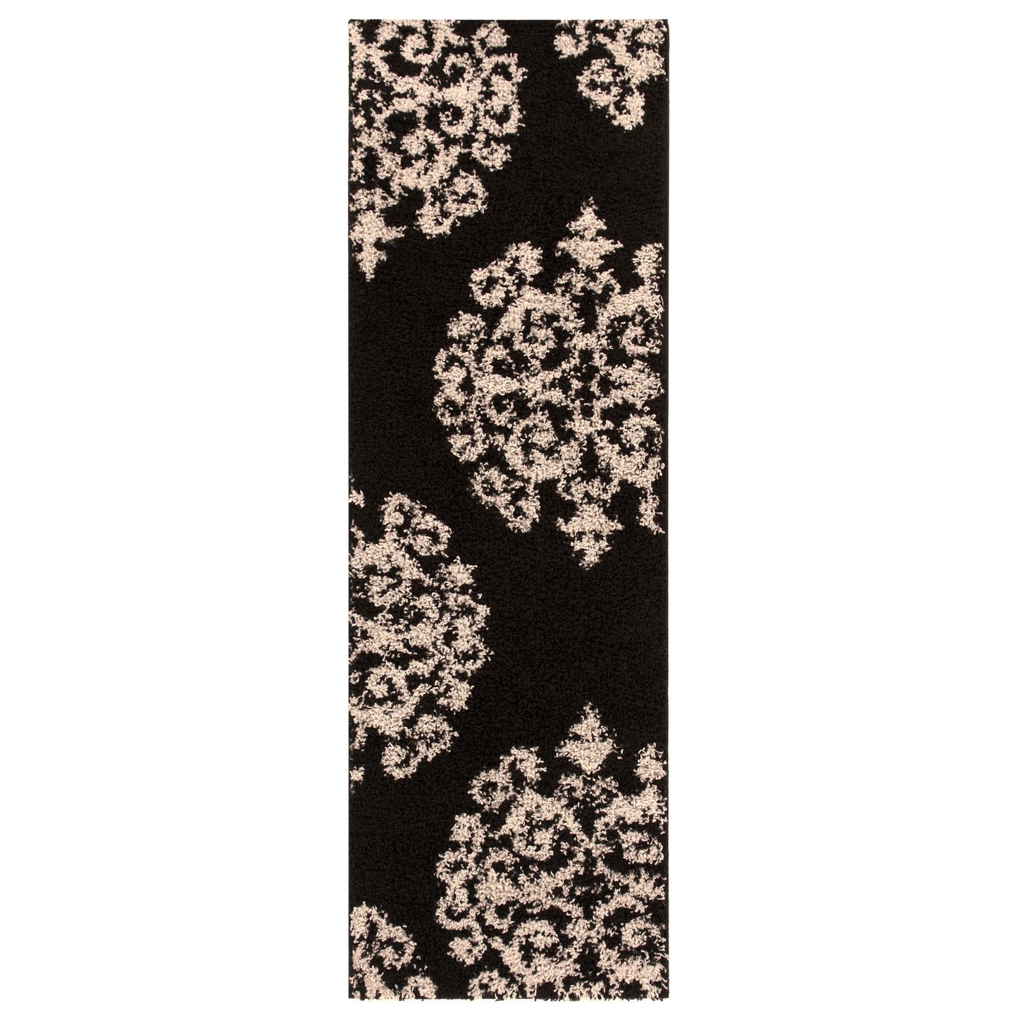 Superior Victorian Glam Floral Medallion Indoor Shag Area Rug - Black Charcoal