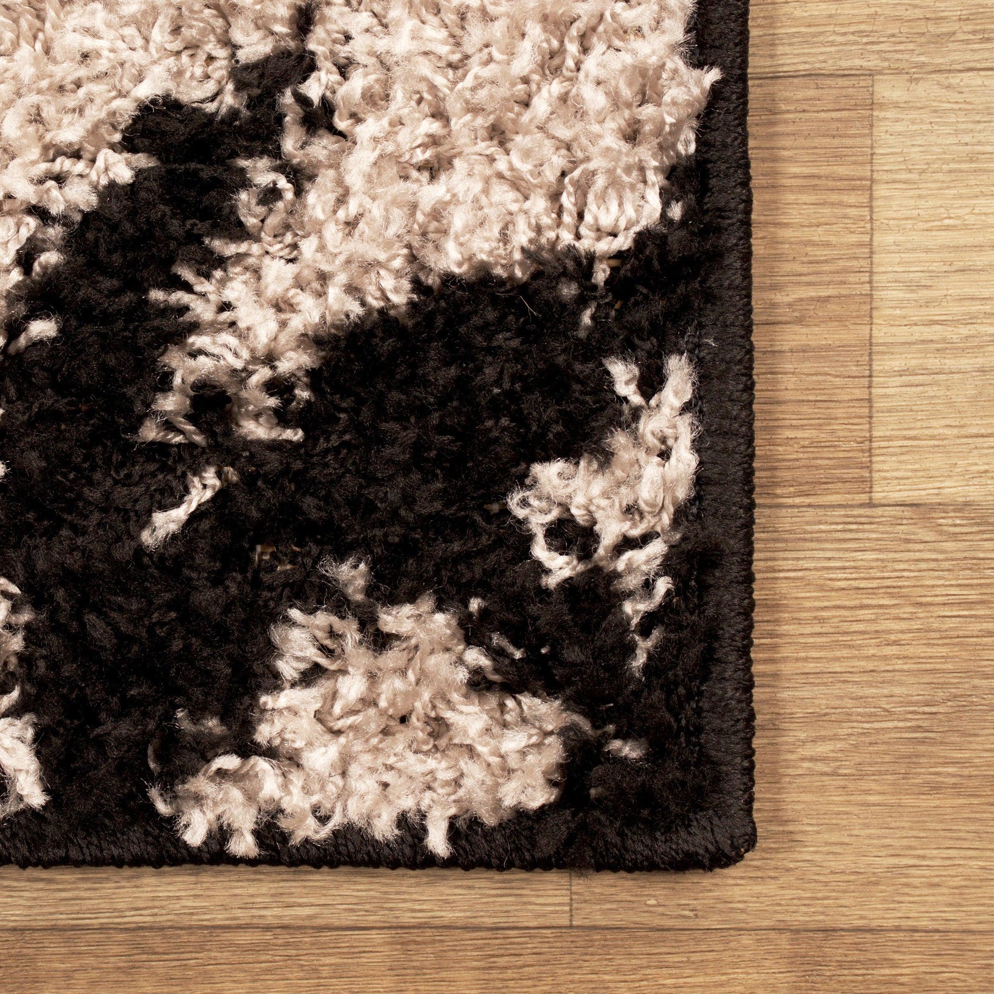 Superior Victorian Glam Floral Medallion Indoor Shag Area Rug - Black Charcoal