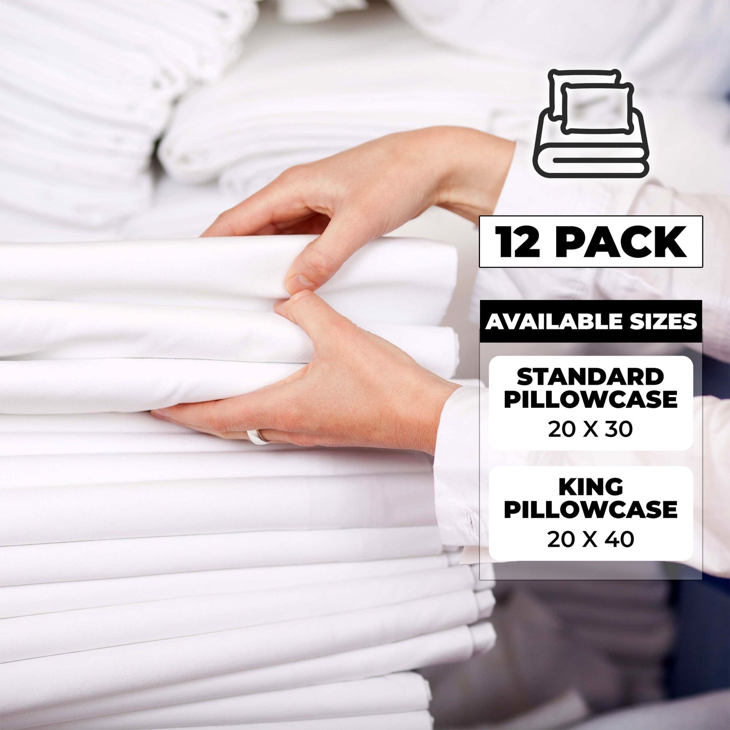 Cotton Blend Hotel Quality White Pillowcase - White