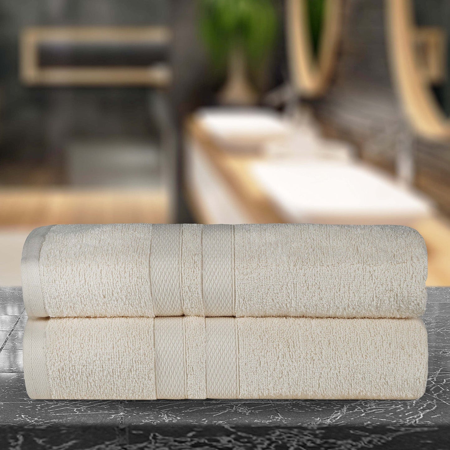Superior Ultra Soft Cotton Absorbent Solid Bath Sheet (Set of 2) - Silver