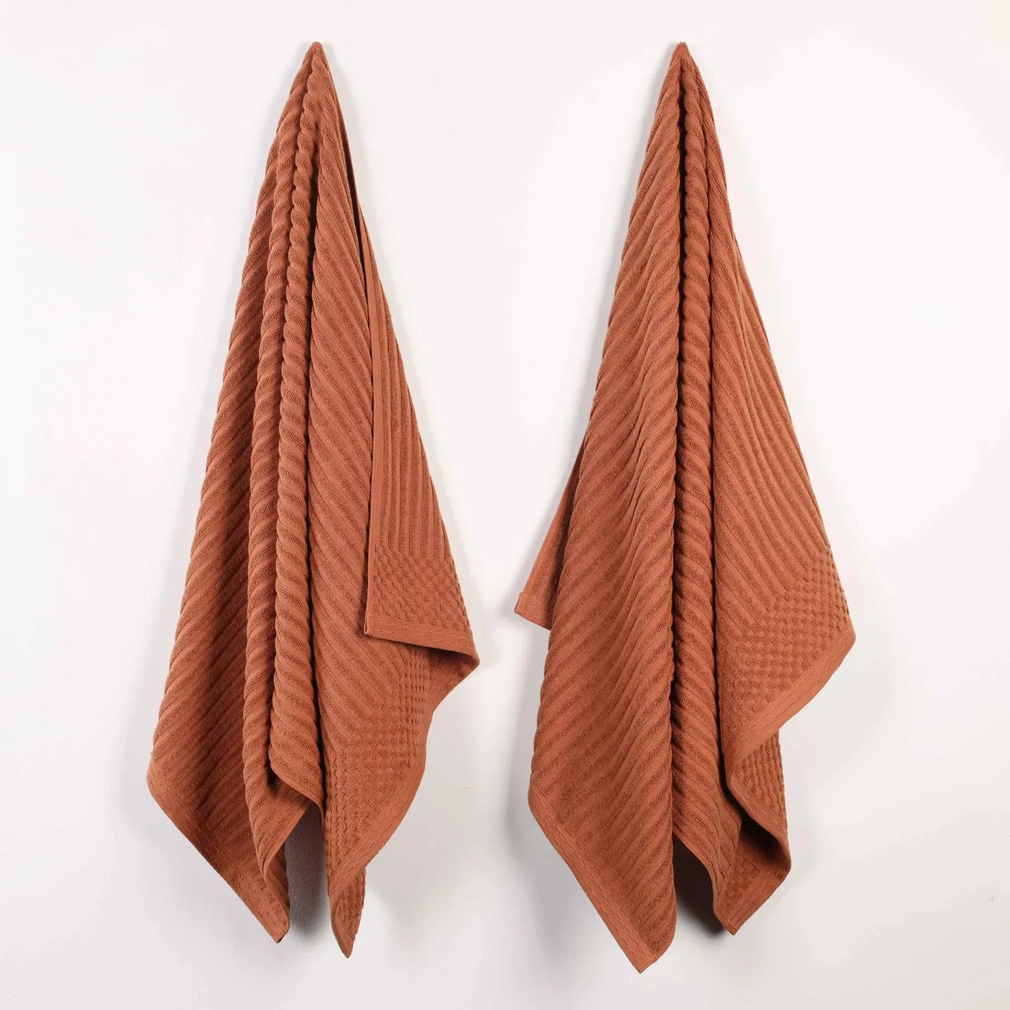 Ribbed Textured Cotton 2 Piece Bath Sheet Towel Set