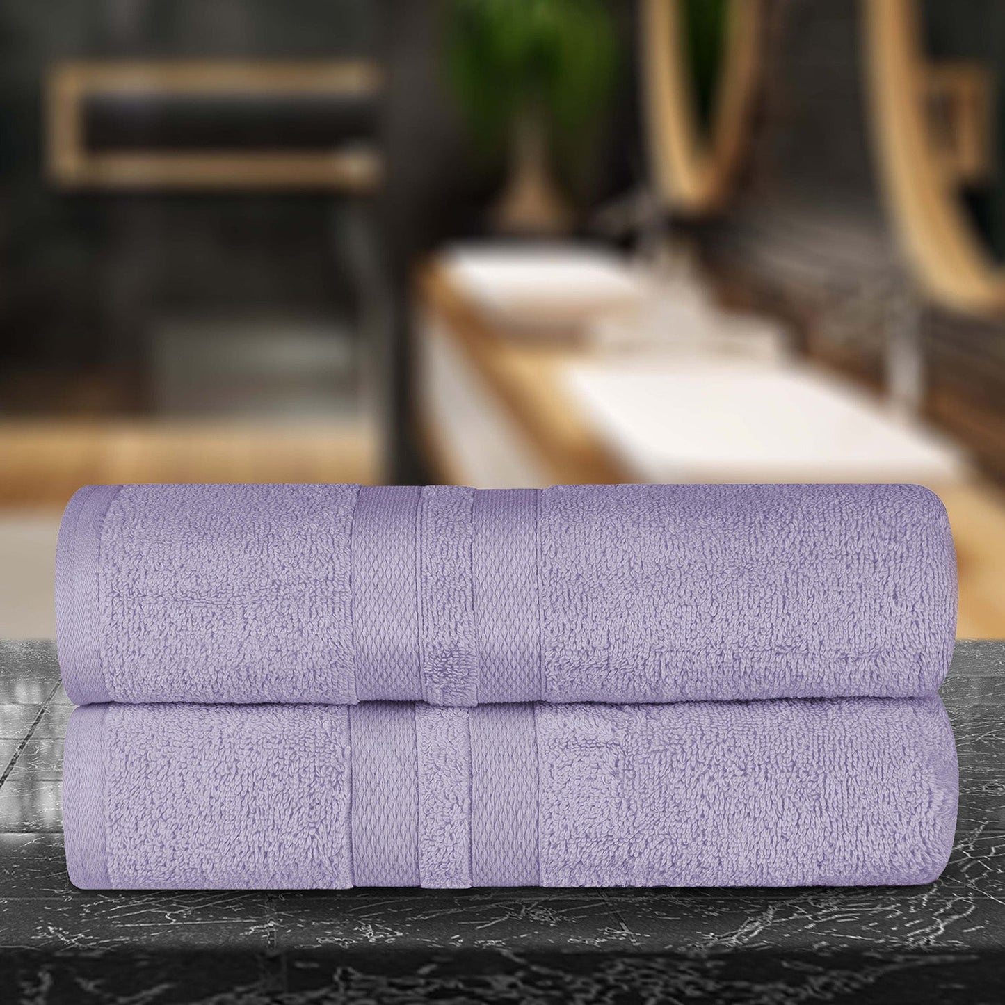 Superior Ultra Soft Cotton Absorbent Solid Bath Sheet (Set of 2) - Wisteria