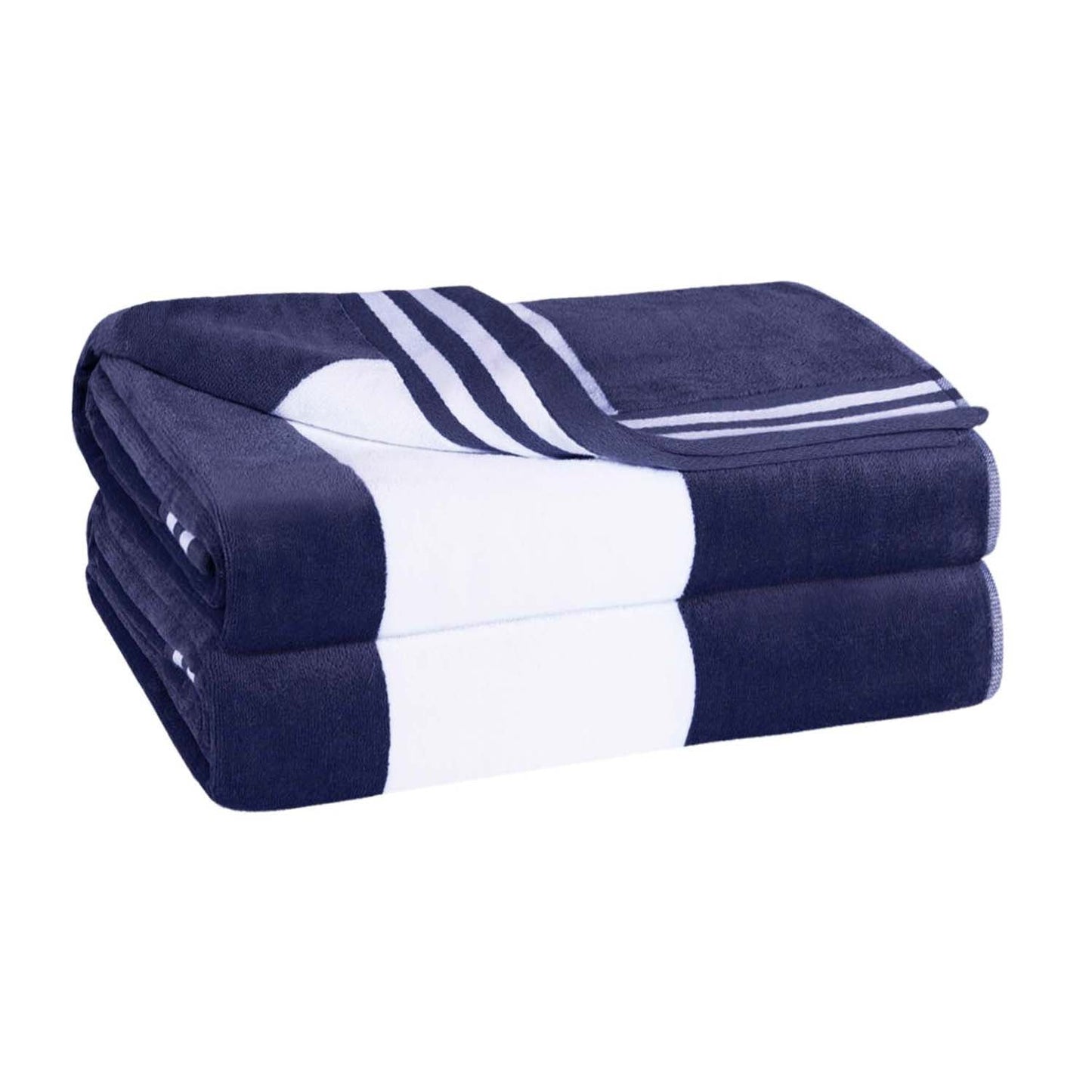 Superior Cabana Stripe Oversized Cotton Beach Towel Set Of 2,4,6 - Blue