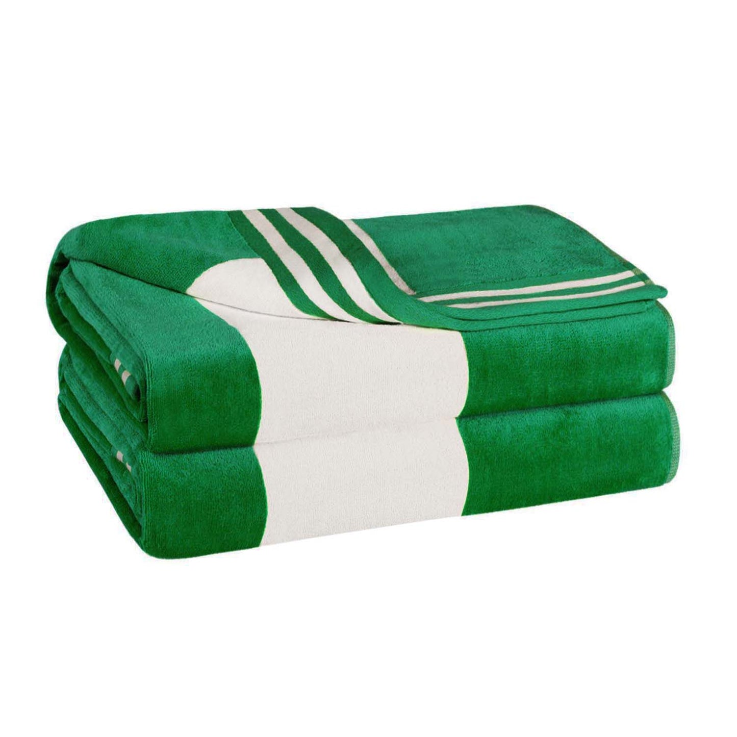 Superior Cabana Stripe Oversized Cotton Beach Towel Set Of 2,4,6 - Green