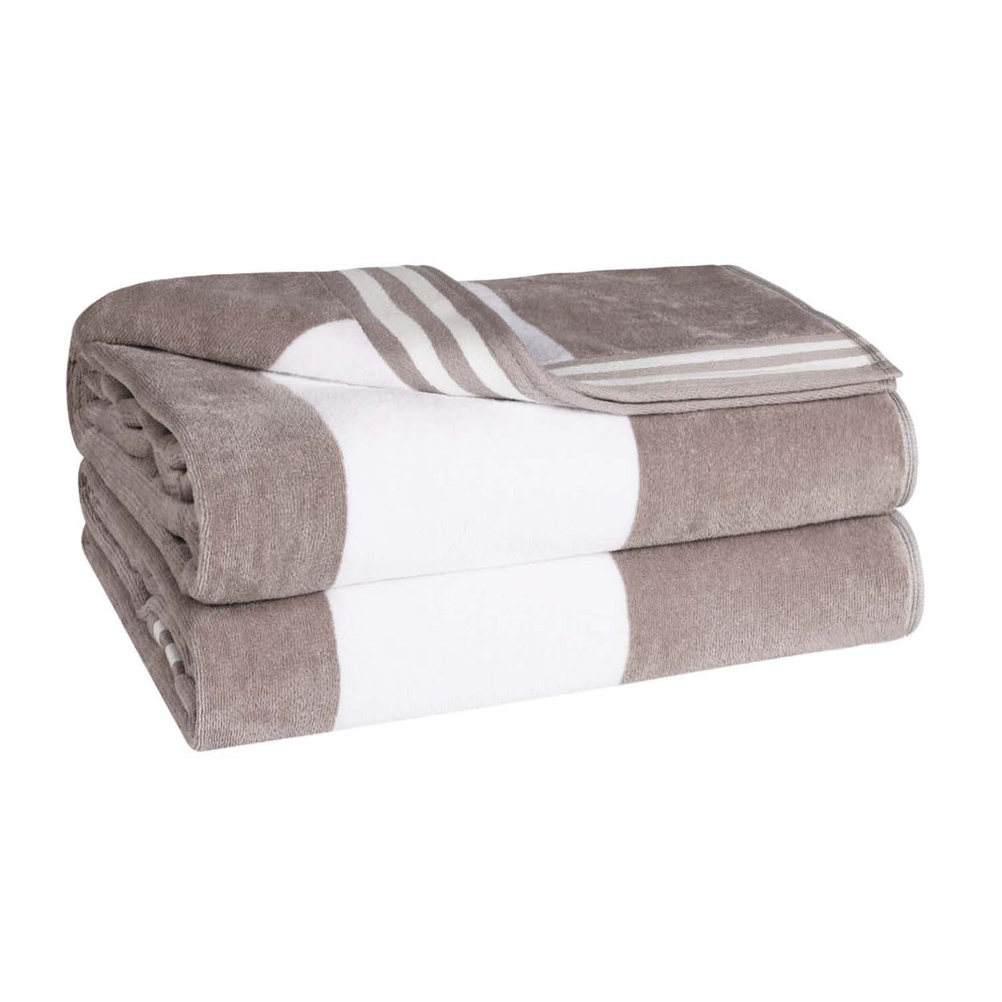 Superior Cabana Stripe Oversized Cotton Beach Towel Set Of 2,4,6 - Light Grey