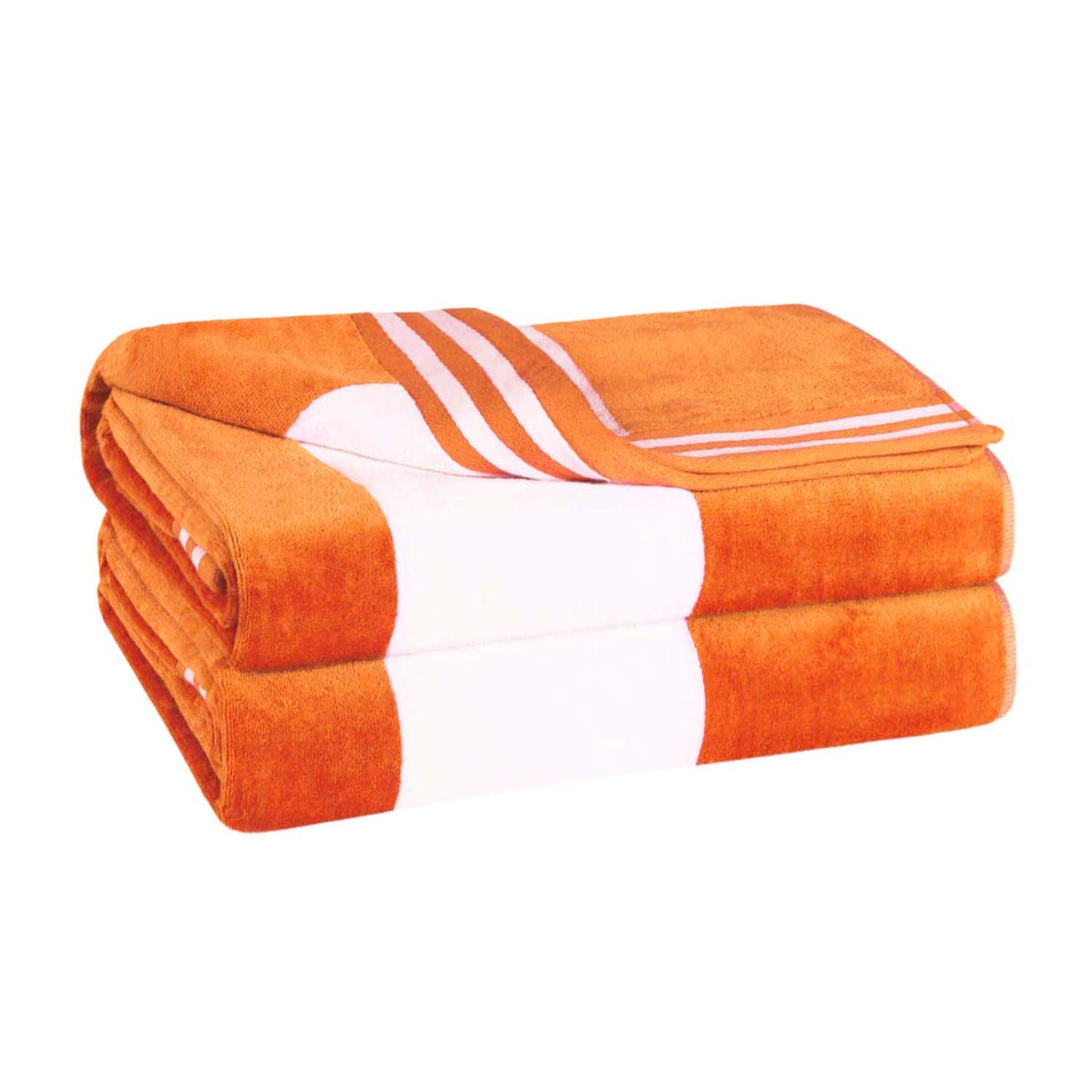 Superior Cabana Stripe Oversized Cotton Beach Towel Set Of 2,4,6 - Orange