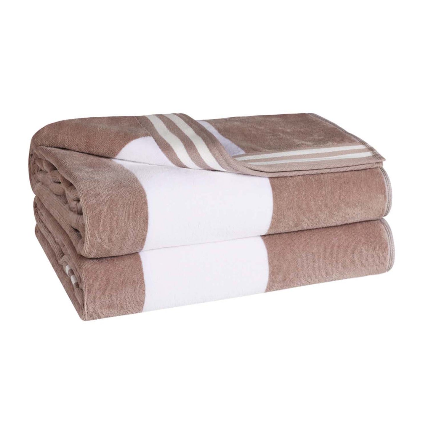 Superior Cabana Stripe Oversized Cotton Beach Towel Set Of 2,4,6 - Taupe