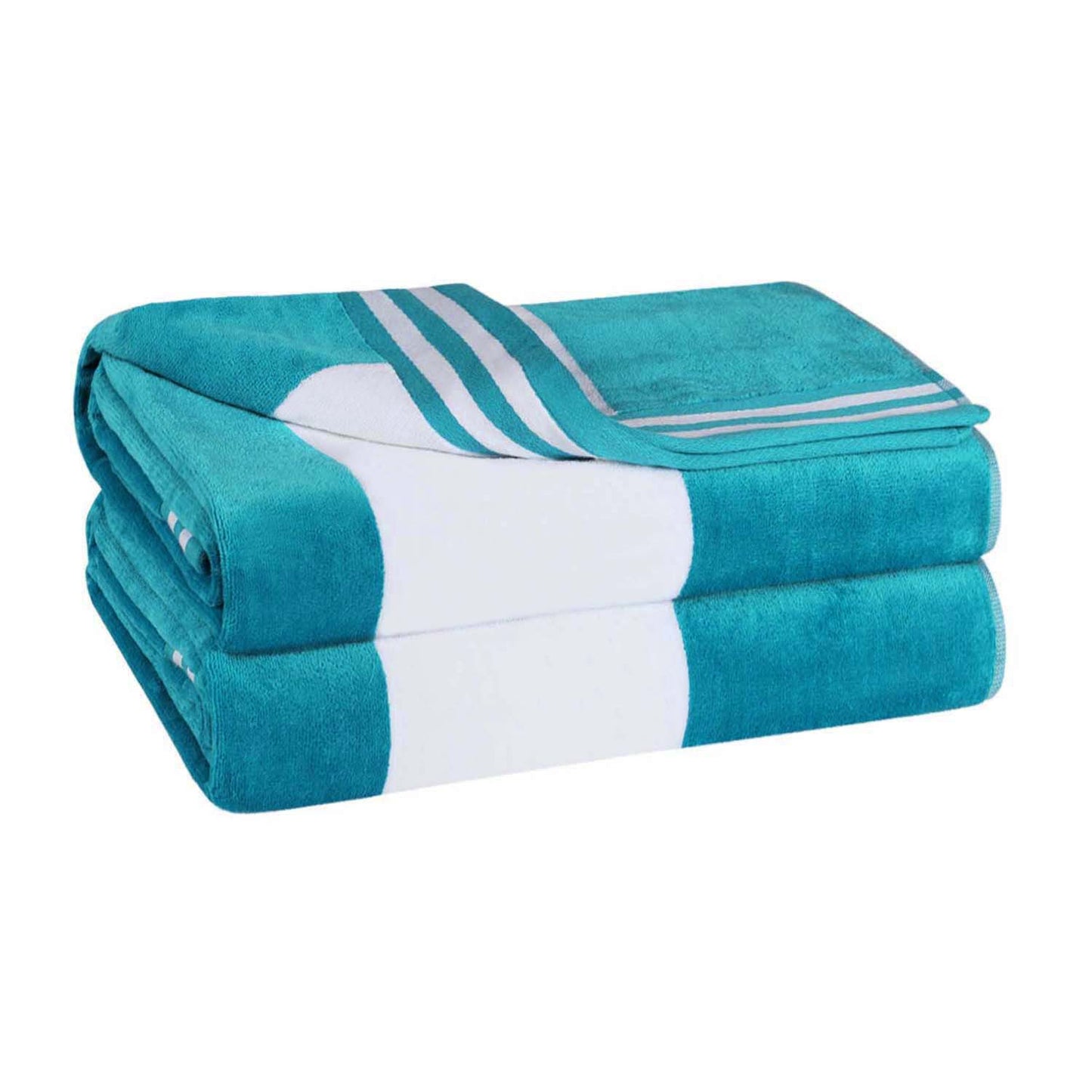 Superior Cabana Stripe Oversized Cotton Beach Towel Set Of 2,4,6 - Turquoise