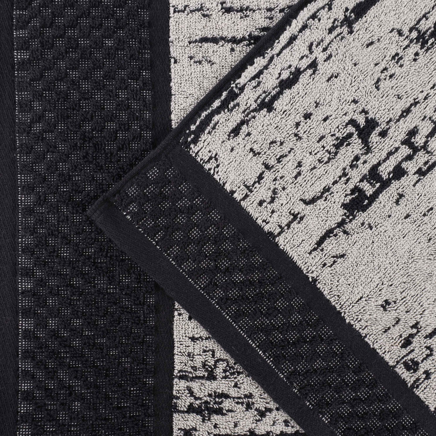 Lodie Cotton Jacquard Solid and Two-Toned Bath Sheet - Black-Ivory