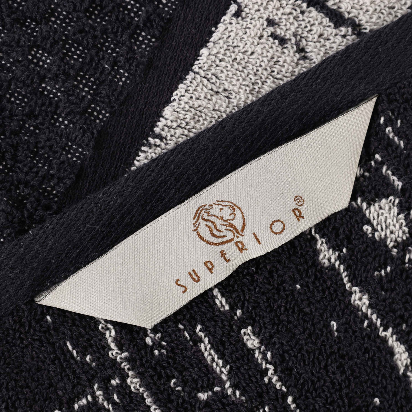 Lodie Cotton Jacquard Solid and Two-Toned Bath Sheet - Black-Ivory