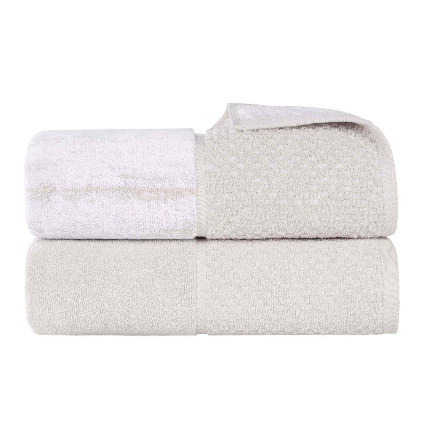 Lodie Cotton Jacquard Solid and Two-Toned Bath Sheet - Charcoal-Snow White
