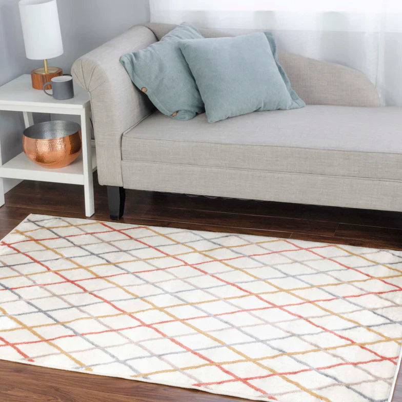 Ellis Diamond Trellis Modern Indoor Area Rug - Bone