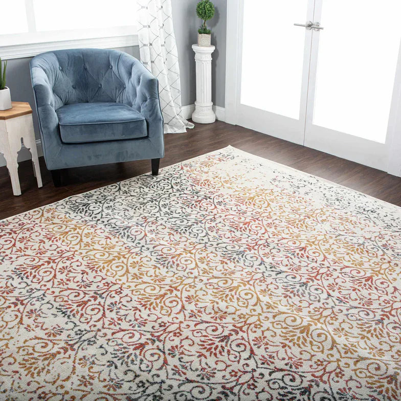 Ulani Distressed Modern Damask Indoor Area Rug