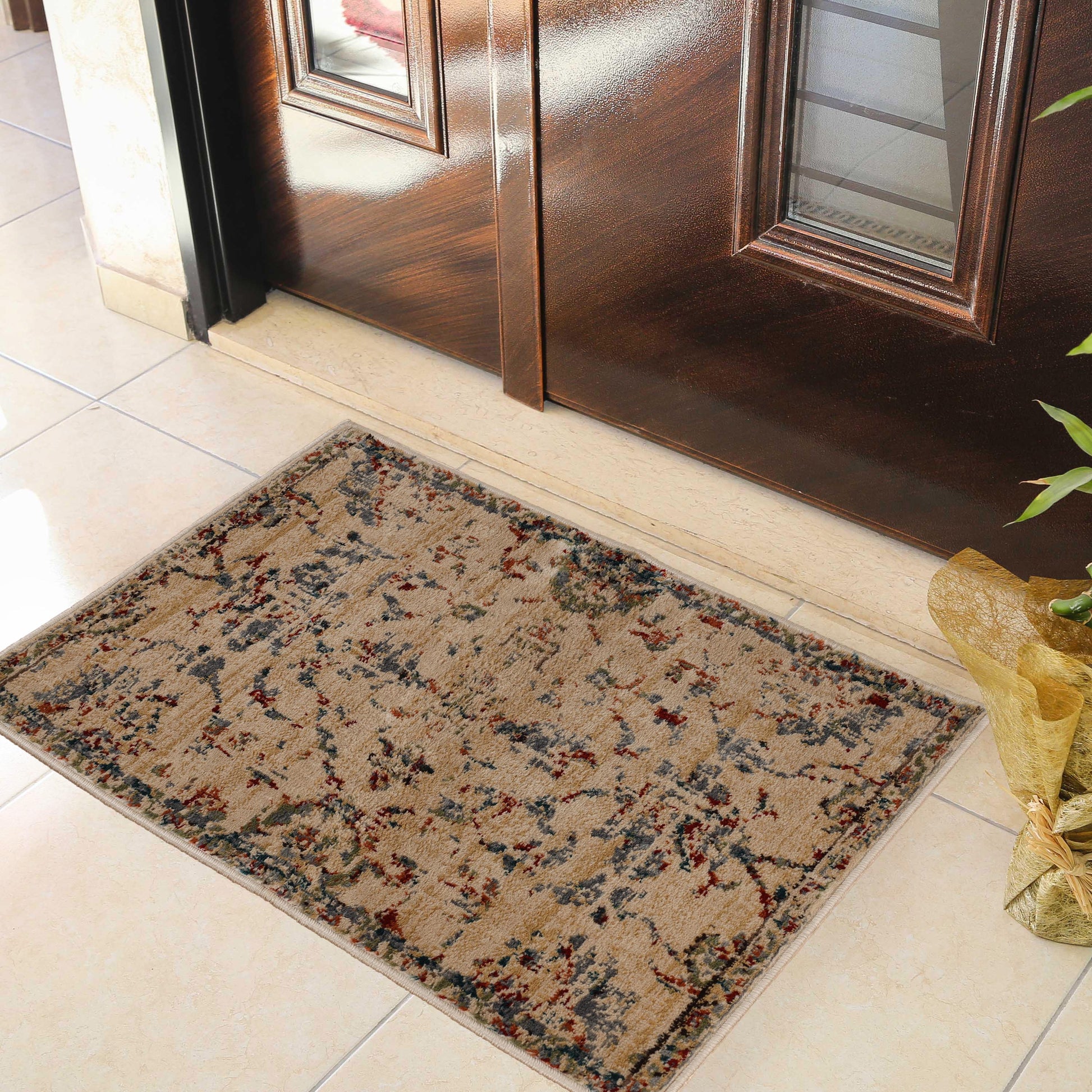 Superior Basilio Modern Farmhouse Medallion Indoor Area Rug Or Runner Rug Or Door Mat - Red