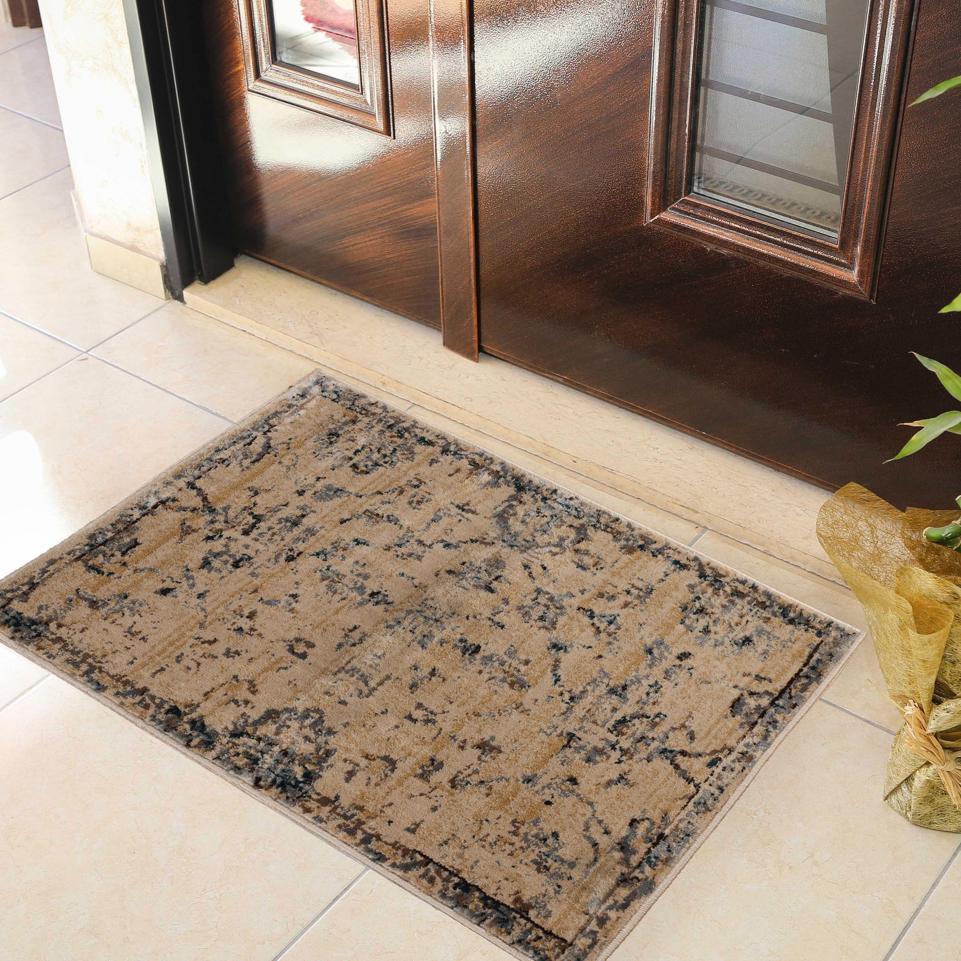 Superior Basilio Modern Farmhouse Medallion Indoor Area Rug Or Runner Rug Or Door Mat - Teal