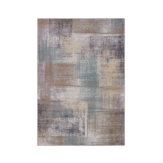 Ara Brushed Patchwork Non-Slip Washable Indoor Area Rug or Runner - Taupe
