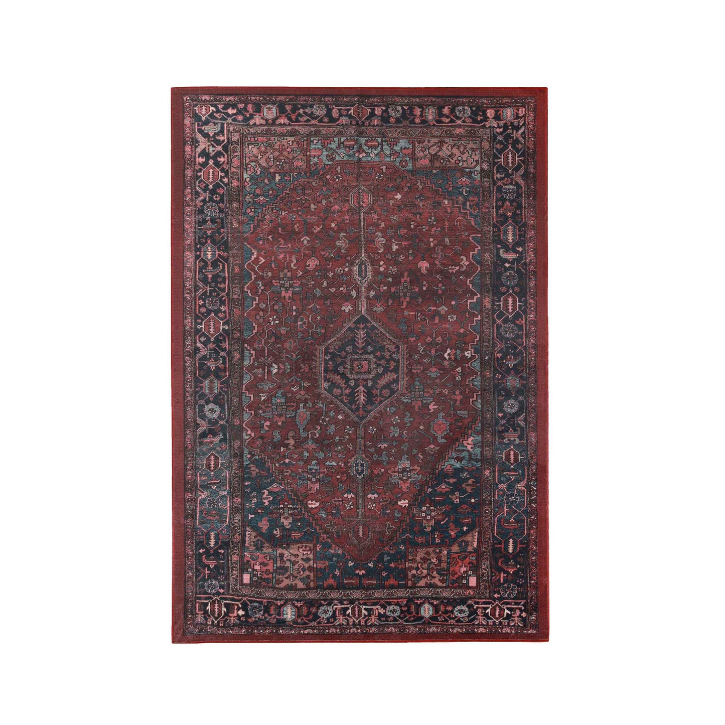 Cardinal Floral Medallion Machine Washable Indoor Area Rug or Runner