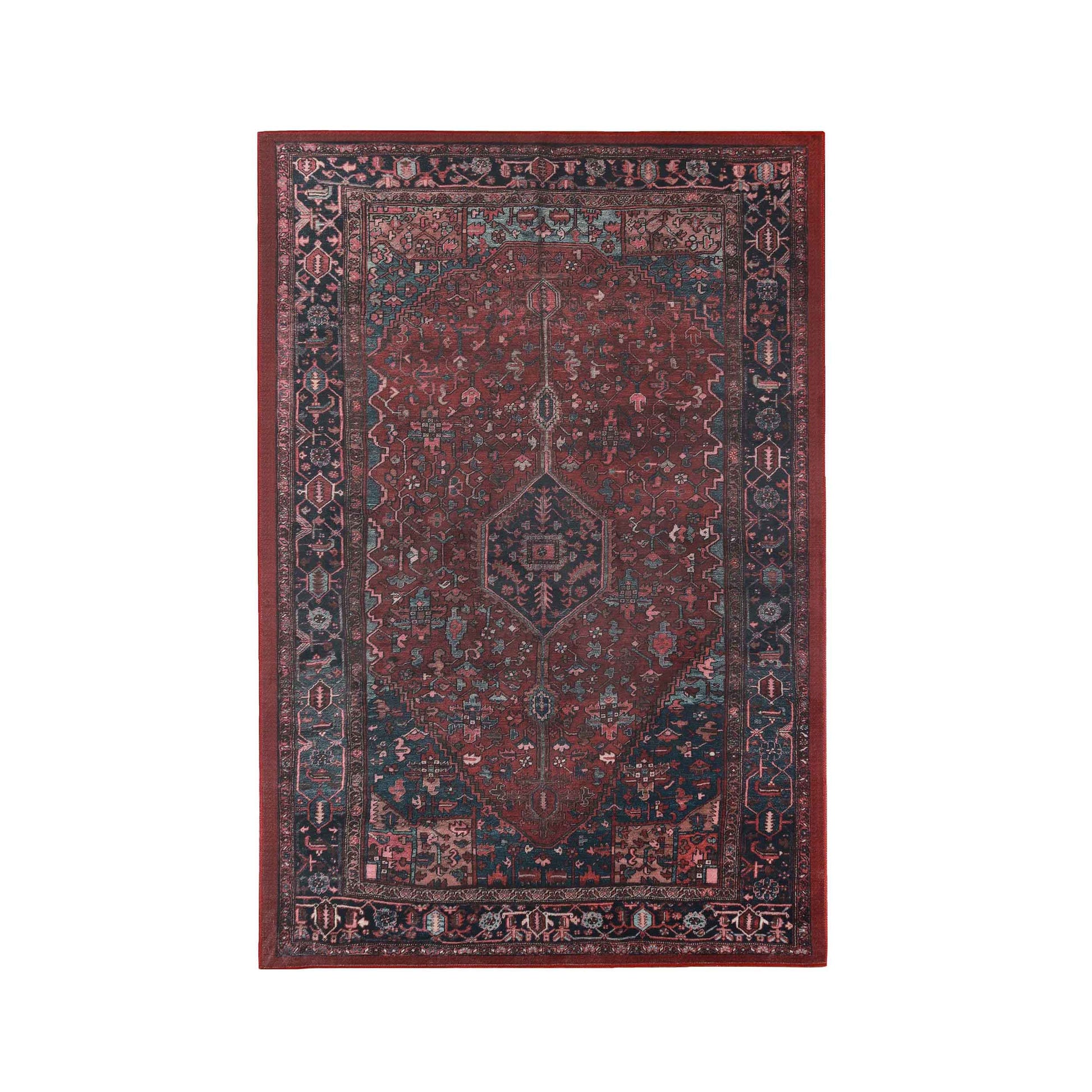 Cardinal Floral Medallion Machine Washable Indoor Area Rug or Runner