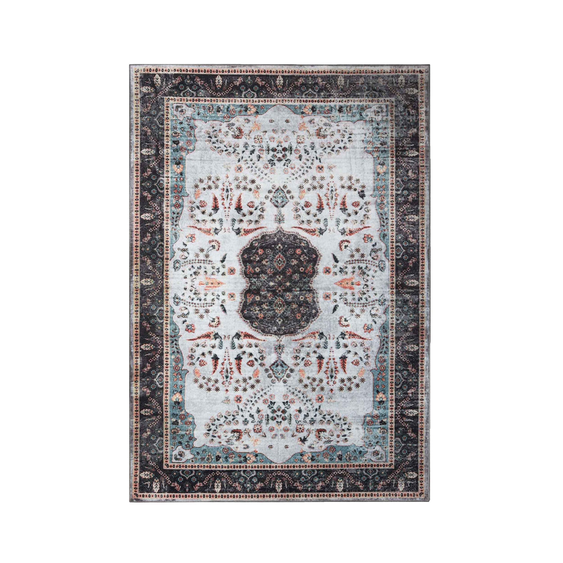 Sparrow Classic Medallion Machine Washable Indoor Area Rug or Runner - Cream