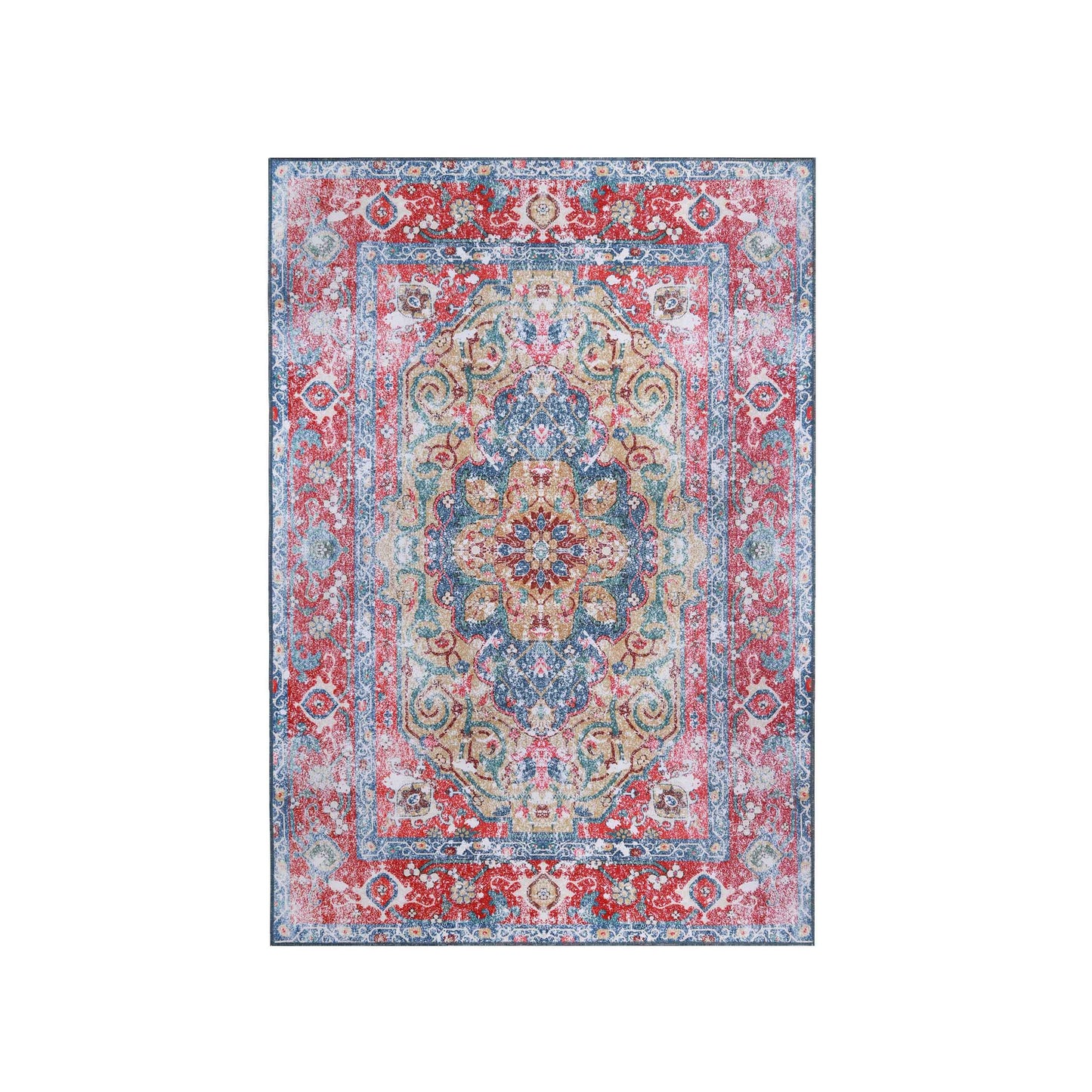 Tanager Rustic Medallion Non-Slip Washable Indoor Area Rug or Runner