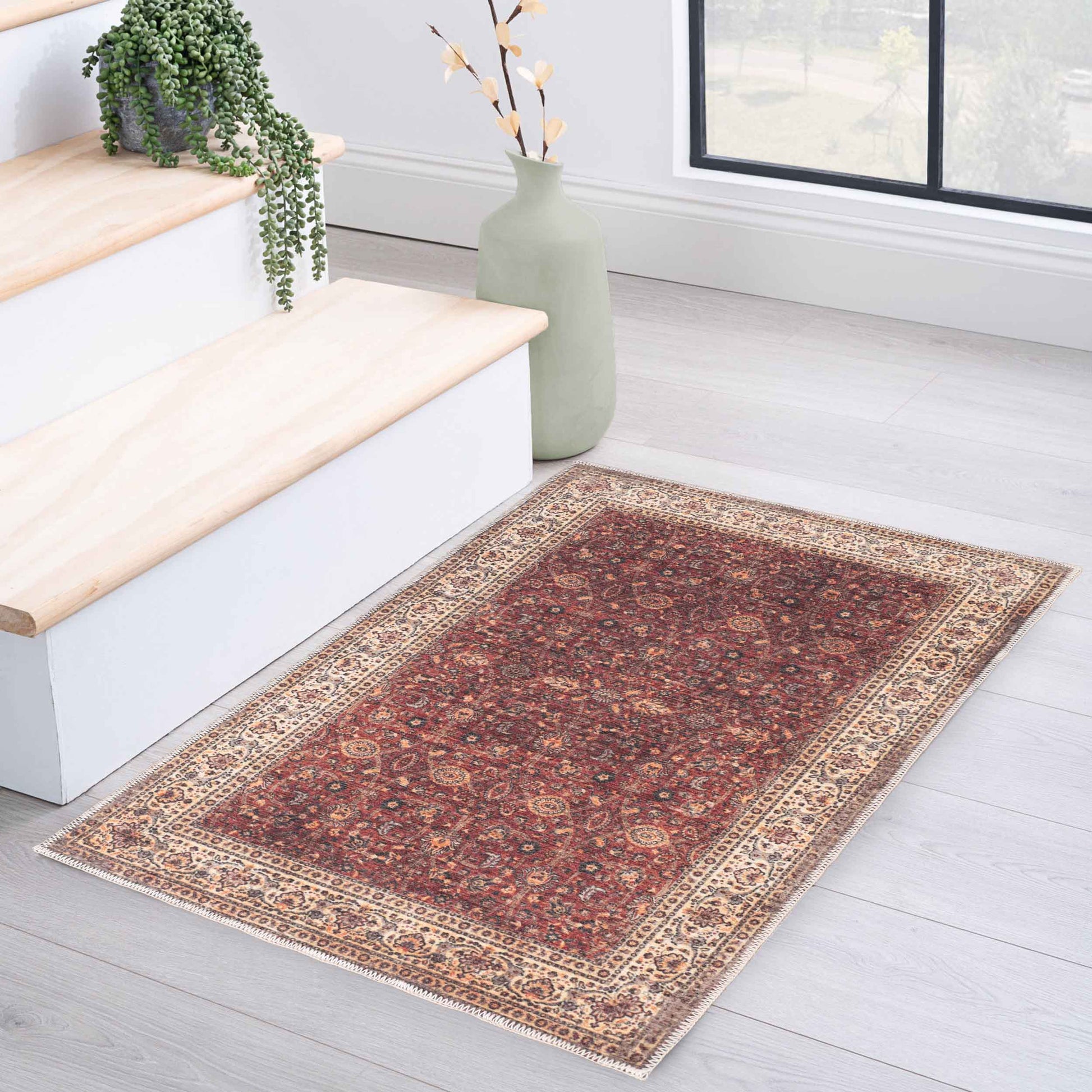 Toucan Geometric Medallion Non-Slip Washable Indoor Area Rug or Runner