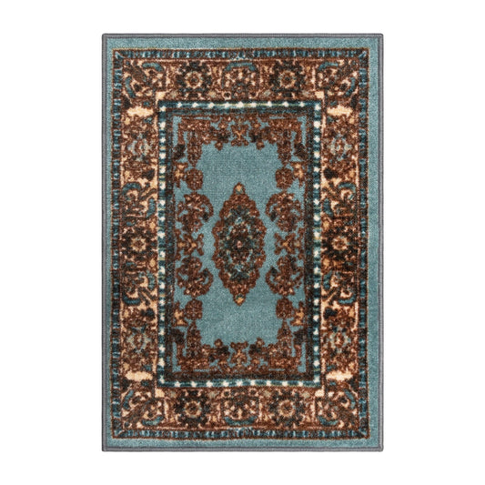 Aviva Non-Slip Floral Medallion Indoor Washable Area Rug or Runner Rug