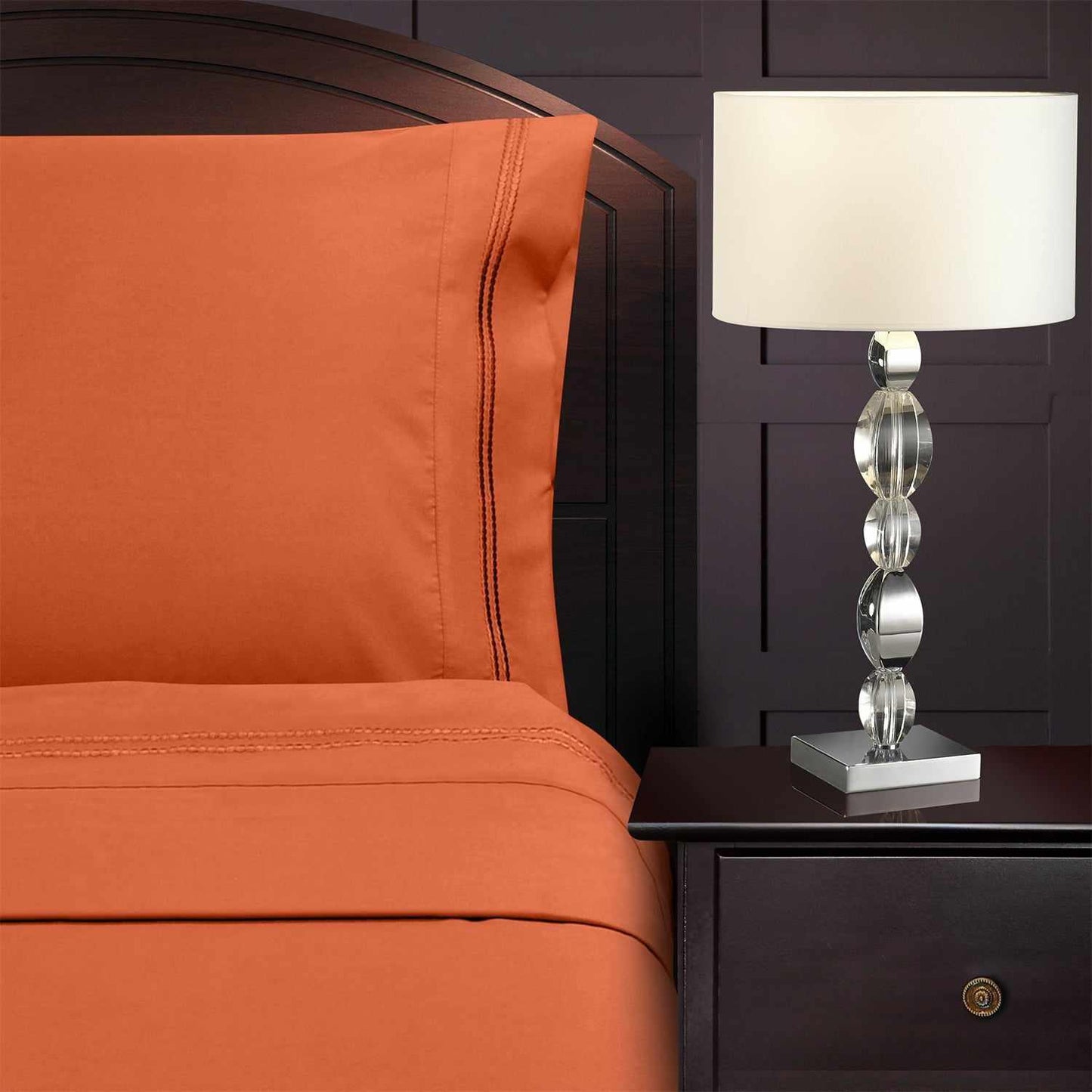 Superior 3000 Series Wrinkle Resistant 2 Line Embroidery Sheet Set - Orange