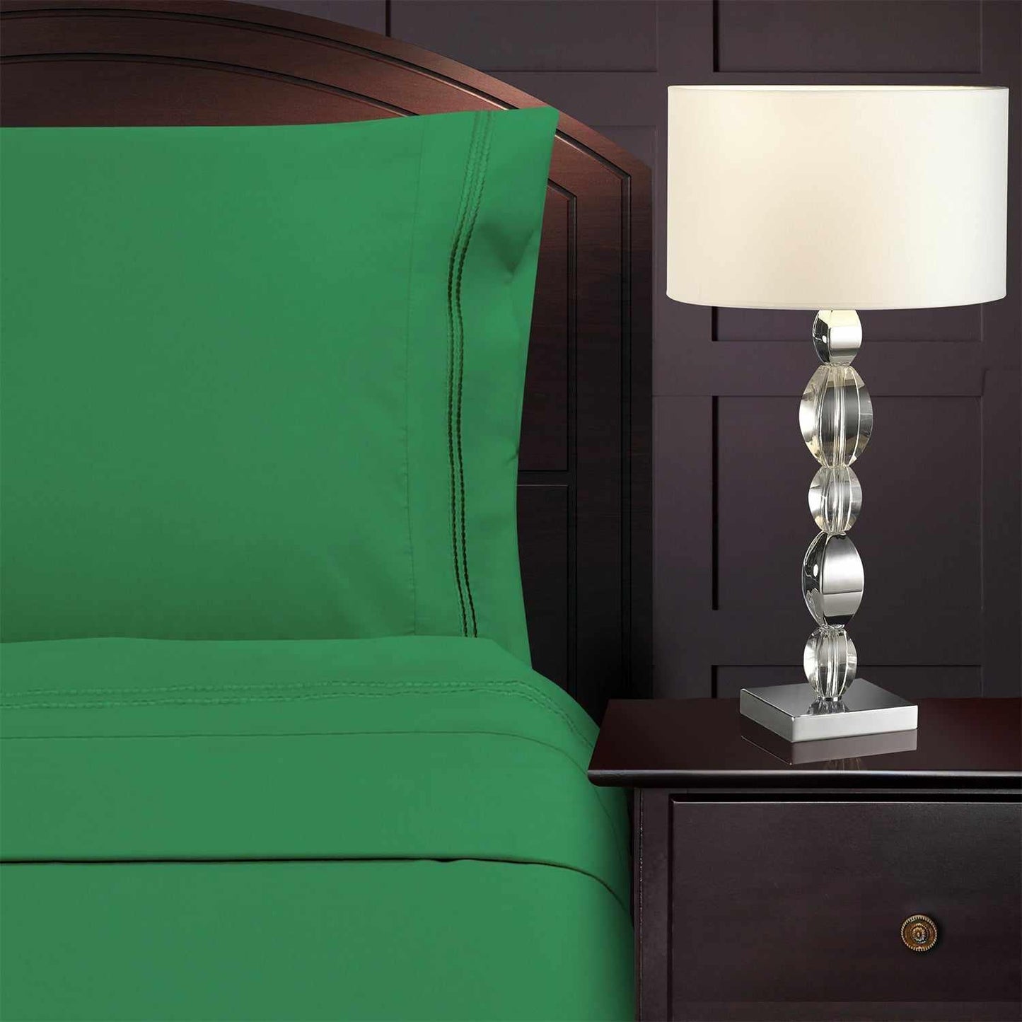 Superior 3000 Series Wrinkle Resistant 2 Line Embroidery Sheet Set - Green
