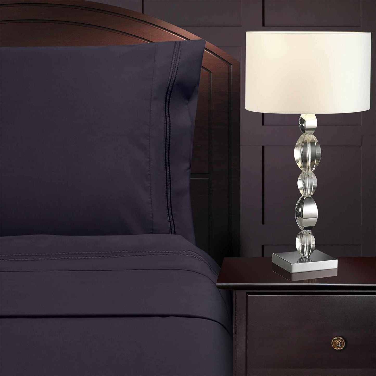 Superior 3000 Series Wrinkle Resistant 2 Line Embroidery Sheet Set - Black