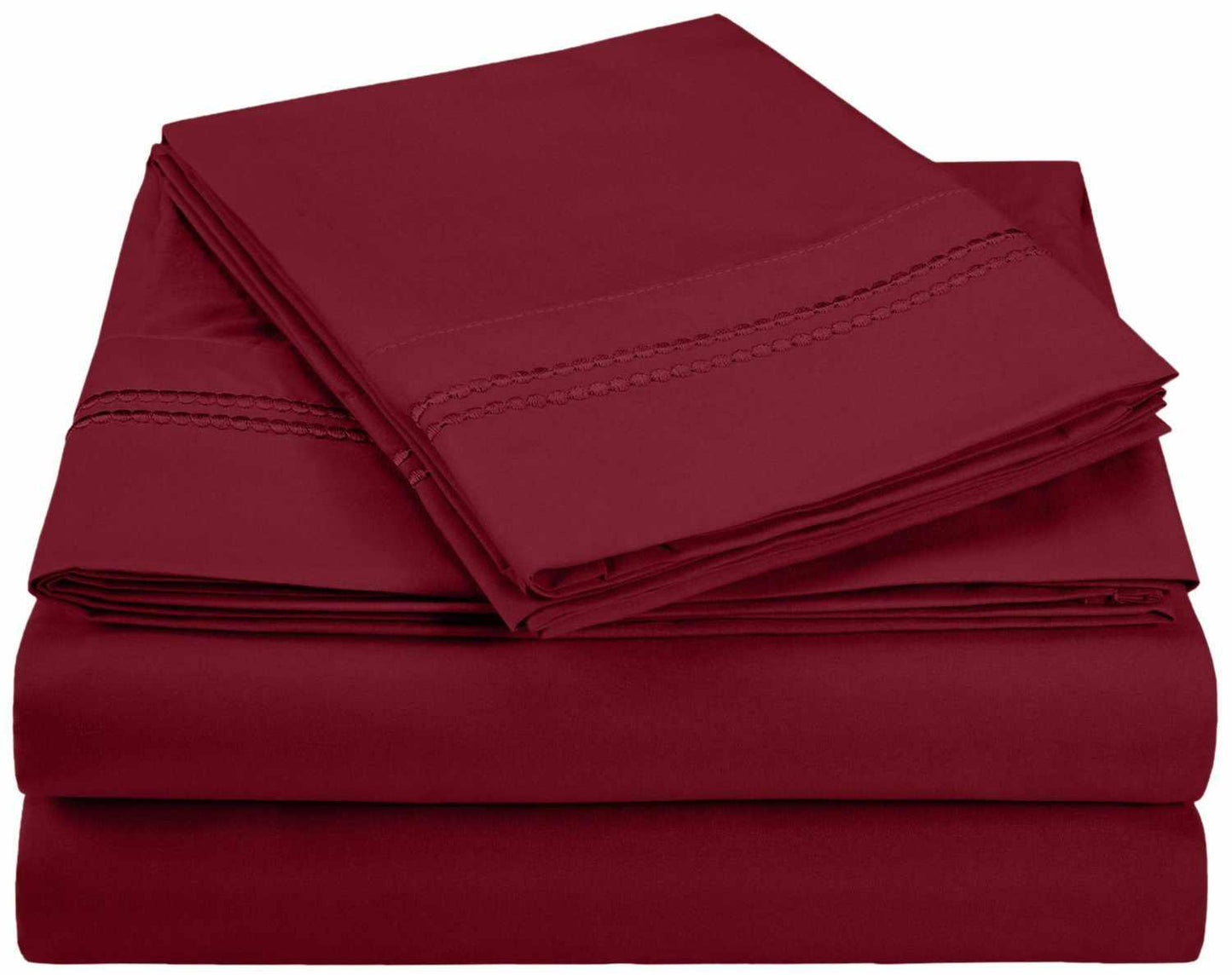 Superior 3000 Series Wrinkle Resistant 2 Line Embroidery Sheet Set - Burgundy
