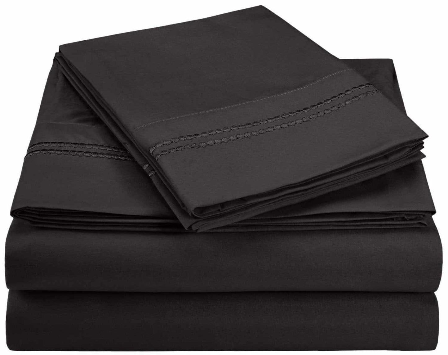 Superior 3000 Series Wrinkle Resistant 2 Line Embroidery Sheet Set - Black